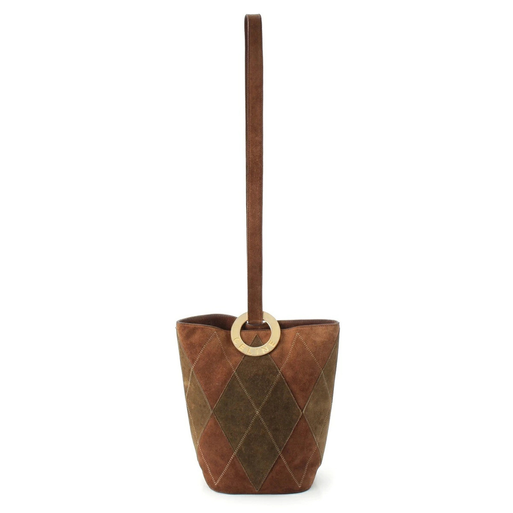 Celine Suede Circle Bucket Shoulder Bag Brown